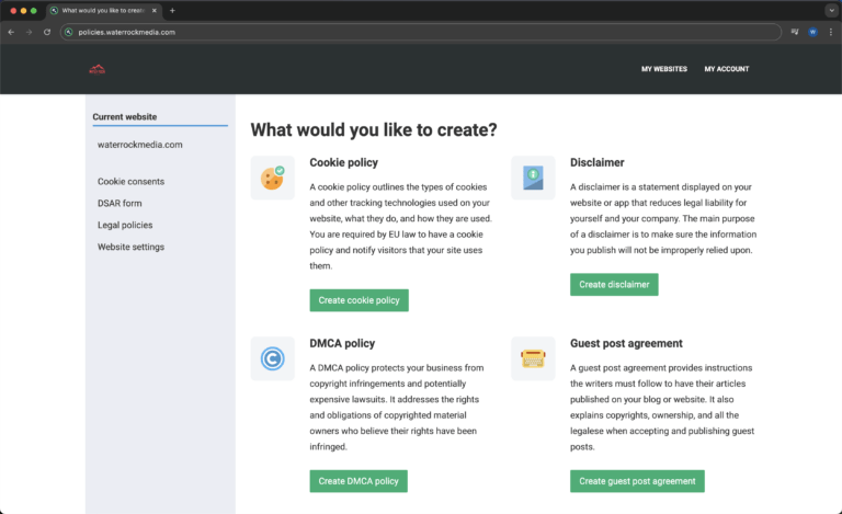 Policies Page screenshot